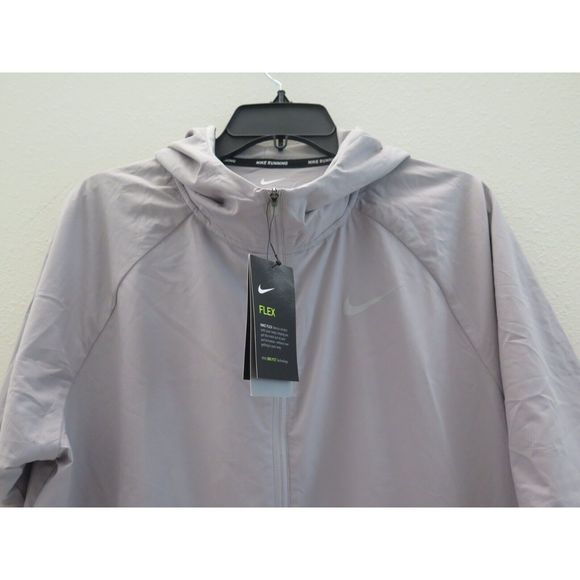 Nike 890110-027 Women's Sz L Gray Flex Running Hooded Short Sleeve Jacket - Picture 4 of 7